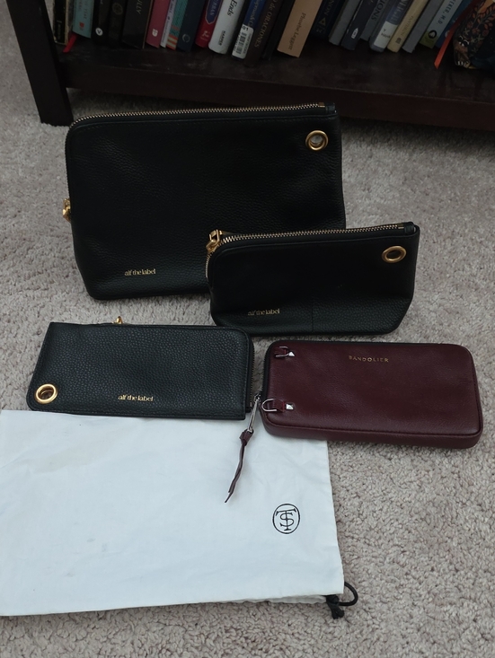 Bandolier Handbags - Bandolier Black and Burgundy Wristlet and Pouch Set
